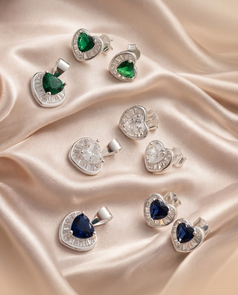 Set Corazón Radiante en plata 925 — MARDAN JOYAS